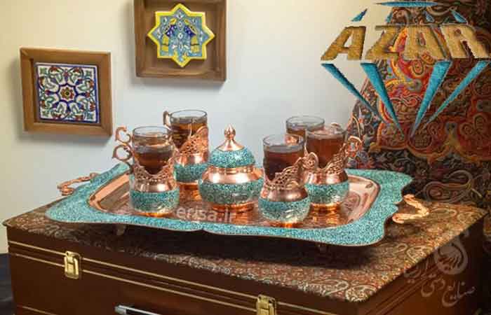 إنتاج صينية الشاي المصنوعة من حجر الفيروز للتصدير