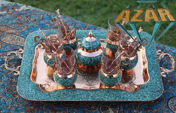 إنتاج صينية الشاي المصنوعة من حجر الفيروز للتصدير