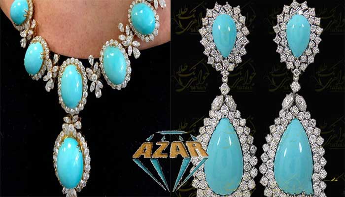 silver necklace with genuine turquoise stone