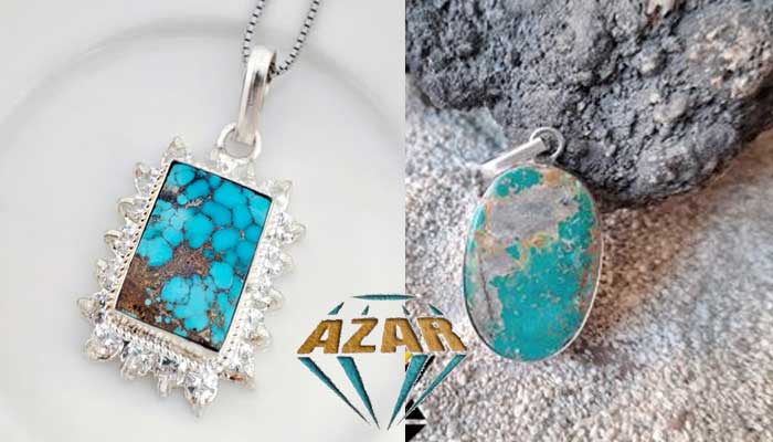 silver necklace with genuine turquoise stone