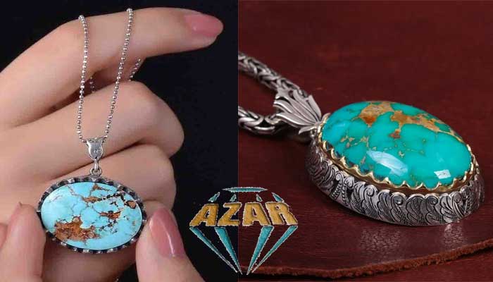 ​​silver necklace with genuine turquoise stone